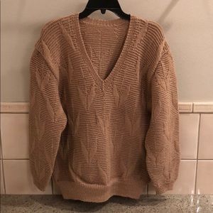 Vintage handmade Mongolian yak wool v-neck knit chunky oversized boxy sweater